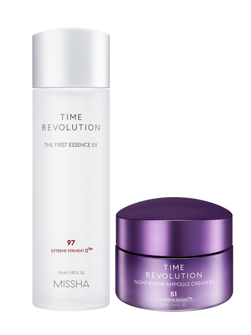 Missha First Essence Toner 5.07 fl oz and Night Repair Ampoule Cream 1.69 fl oz